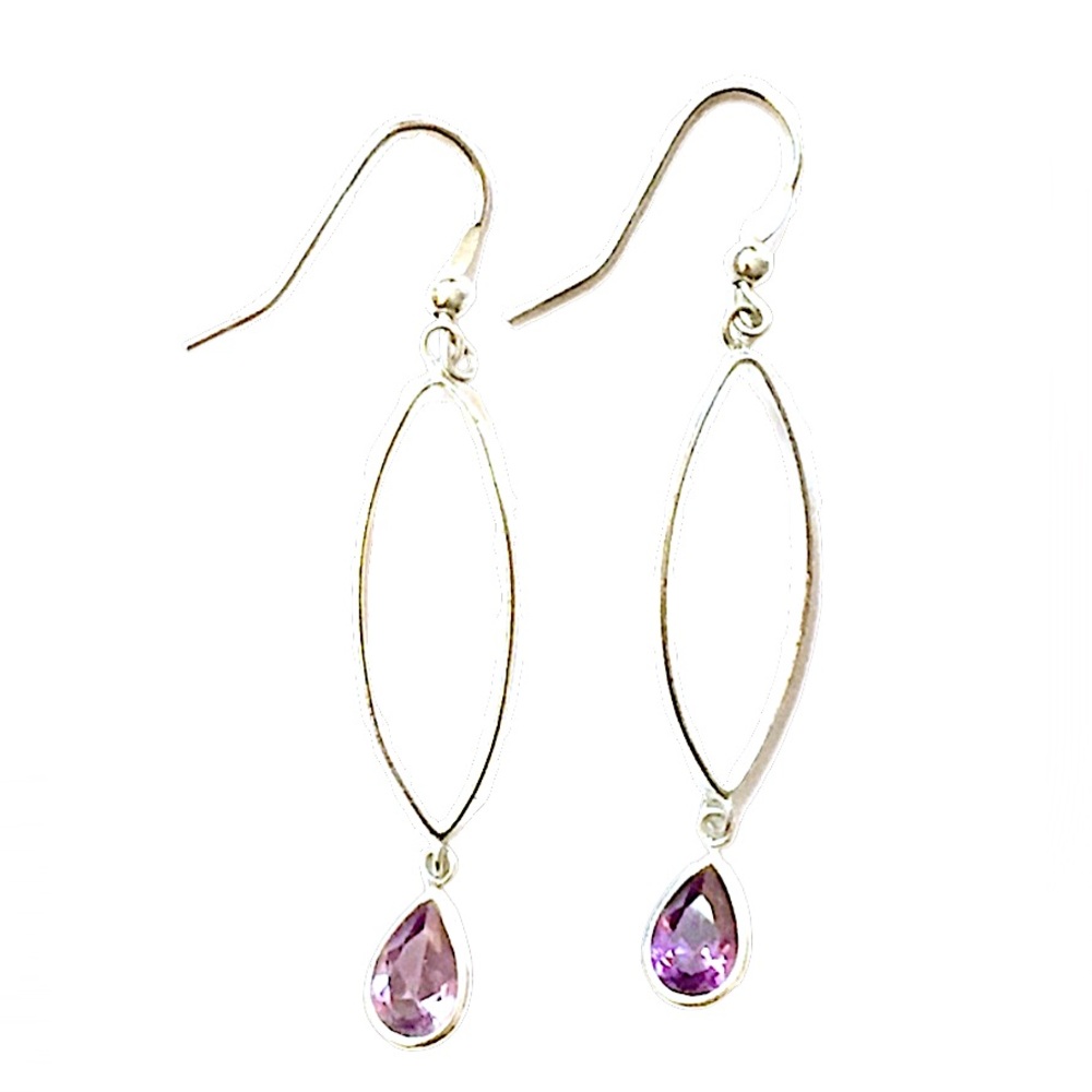 Sterling silver amethyst dangle earrings 925